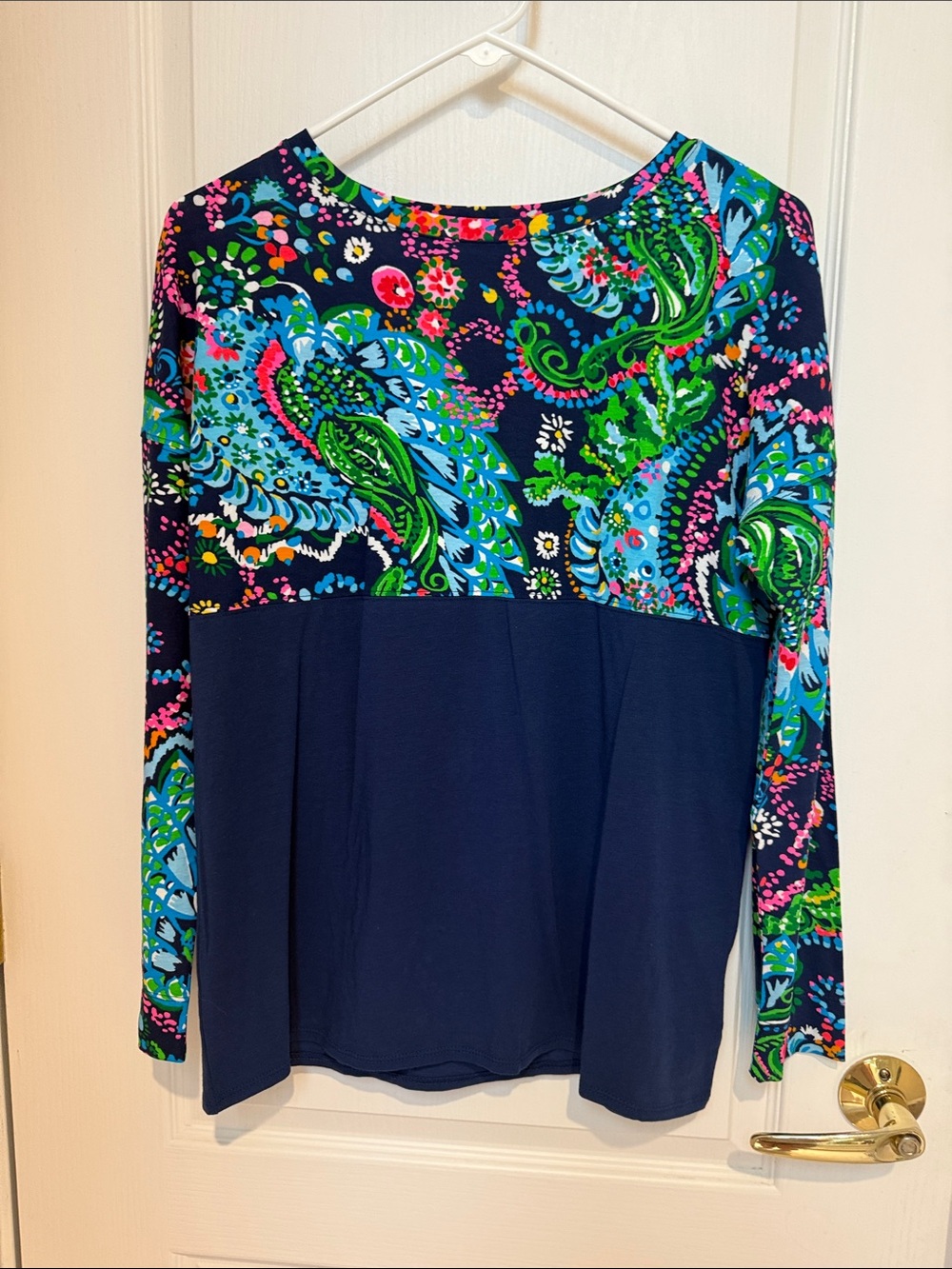 Lilly Pulitzer Paisley Floral Crewneck Top - Pink, Green, Blue, Coral